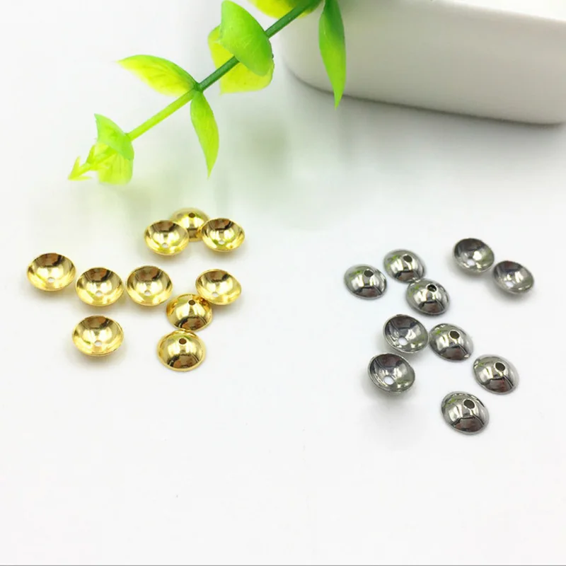 REGELIN 100pcs/lot Gold/silver color Stainless Steel End Caps Crimp Bead  For Bead Pearl DIY  Making Jewelry Accessories