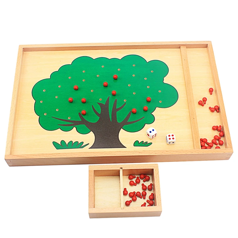 Wood Montessori Apple Tree Wooden Box Counting Apples Digitals Number Preschool Educational Learning Toys For Children Boys Girl