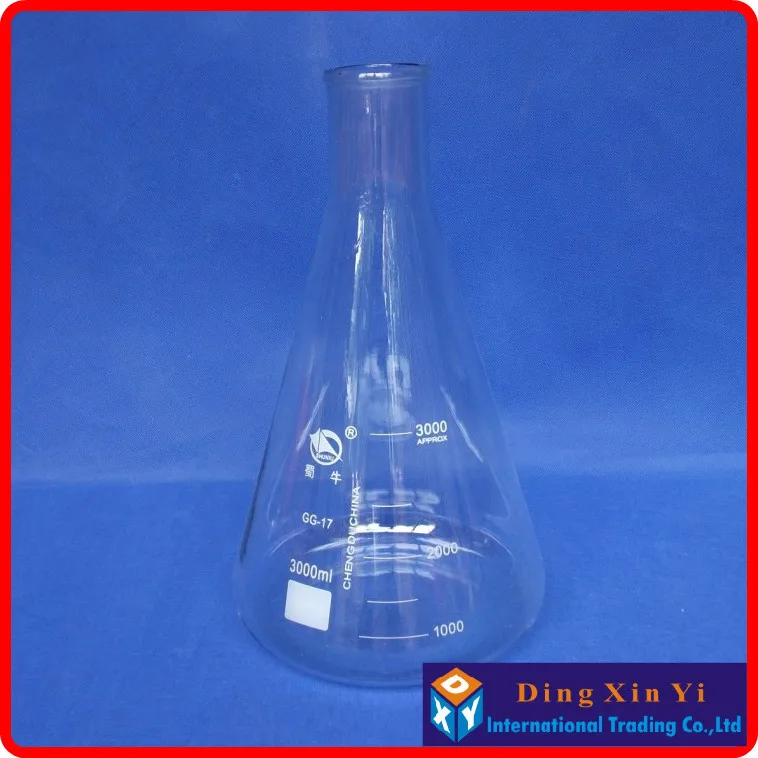 

3000ml Glass Erlenmeyer Flask 3000ml glass conical flask Laboratory use 3000glass triangle flask BORO glass,GG17