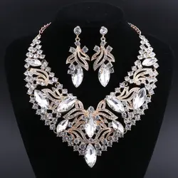 OEOEOS Fashion Crystal Jewelry Sets Bridal Necklace Earrings Sets Wedding Party Jewelry Costume Jewellery Decorations Wholesale