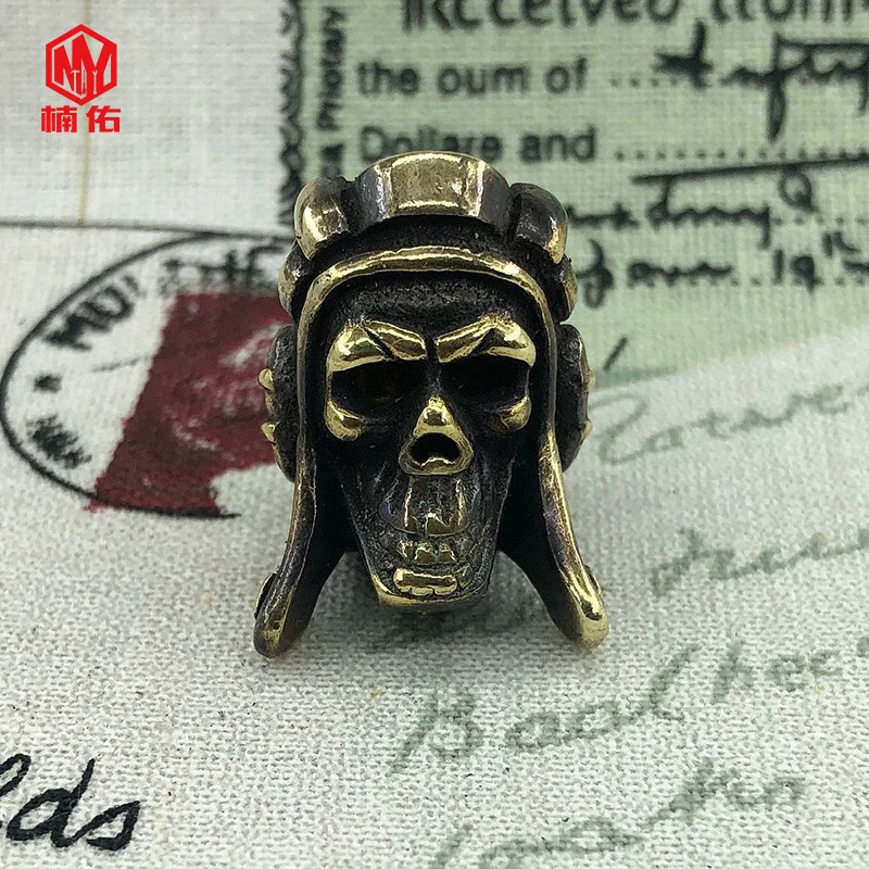 EDC Tool Brass Knife Beads Pure Copper Pilot Human Skeleton Knife Beads Umbrella Rope Flashlight Pendant Refers Tiger Pendant