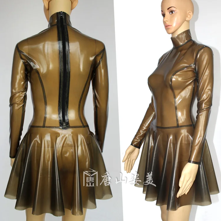 Transparent Latex Dress Sexy Latex dress back zip