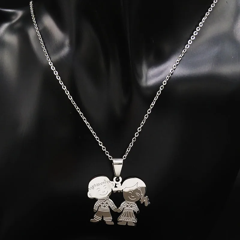 Junge Mädchen Kind Kind Edelstahl Halsketten Frauen Gold Farbe Mütter und Kinder Halsketten Schmuck Muttertag Geschenk N519S01 – Detail 8