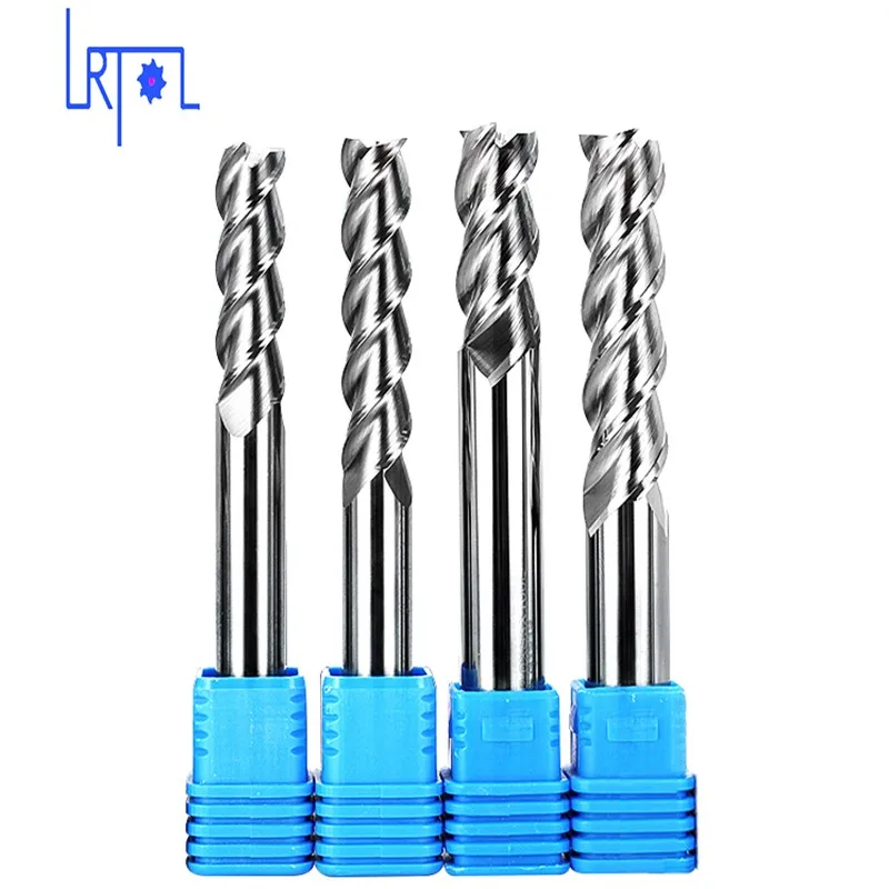 5pcs hrc55 3Flutes 3 4 6 8mm*75mm flat square length end mill for Aluminum Spiral Bit Milling Tools Carbide CNC End mill