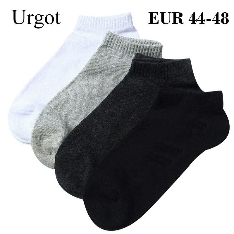 Urgot 5 Pairs Large Big Plus Size 46,47,48 Mens Socks Business Casual Ankle Socks All-match Pure Color Cotton Calcetines Hombre