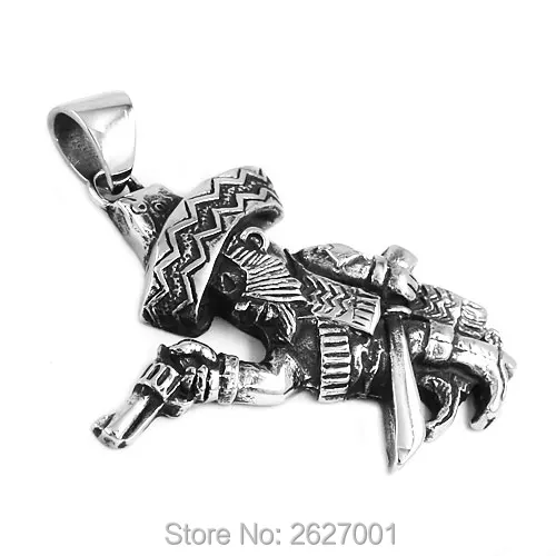 Denmark Bandidos Biker Pendant with Knife And Gun Stainless Steel Punk Motor Biker Skull Men Jewelry Wholesale SWP395