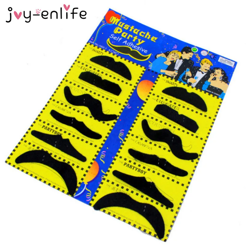 JOY-ENLIFE Funny Fake Mustache Pirate Party Halloween Cosplay Moustache Fake Beard Whisker For Kids Adult Black Photobooth Props