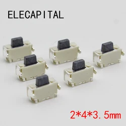 10pcs/lot 2x4 2*4*3.5 MM micro SMD Tact Switch side button Switch phone button