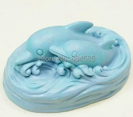 two dolphins play in the water Craft Art Silicone Soap mold Craft Molds DIY Handmade soap molds FM 356