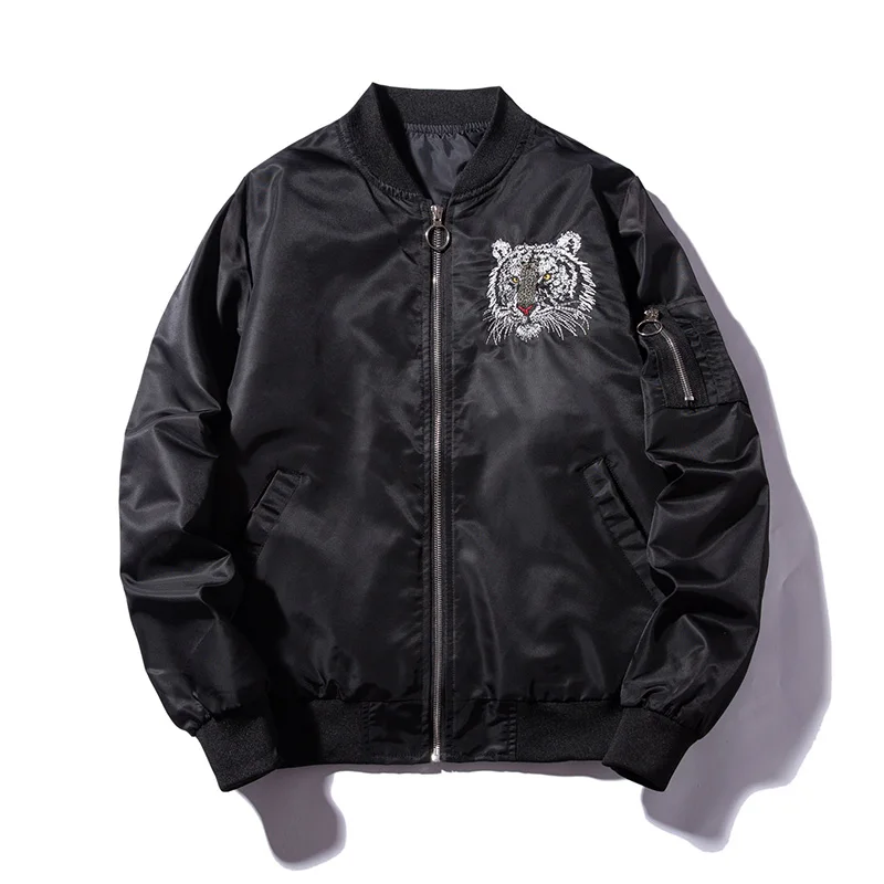New Bomber Mns Jackets Embroidery Golden&white tiger Jacket Mens MA1 Pilot Bomber Jacket Male Embroidered Thin Coats