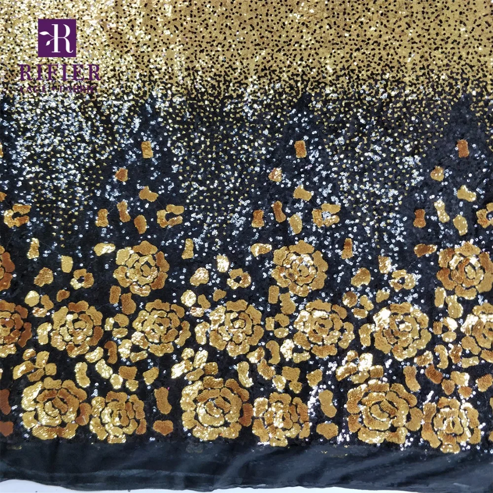 Beautiful Flower Sequined Net Lace Fabric Gold And Other Sequins Embroidered Wedding Fabric African 2018 New Design Net Laces