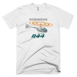 100% Cotton Print Mens Summer O-Neck Robinson R44 (Silver) Helicopter T-shirt - Personalized Tee Shirt