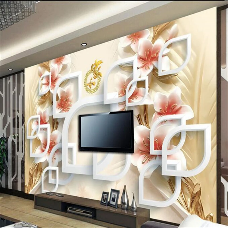 

beibehang papel de parede Custom Photo Wallpaper Mural Wall Stickers 3D Color Carved Home and Rich Marble Relief TV Backdrop