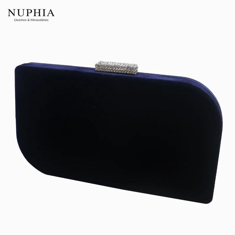 

NUPHIA New Leaf Shape Hard Clutch Velvet Evening Bags and Clutch Bags for Party Prom Evening Green/Purple/Navy blue/Red