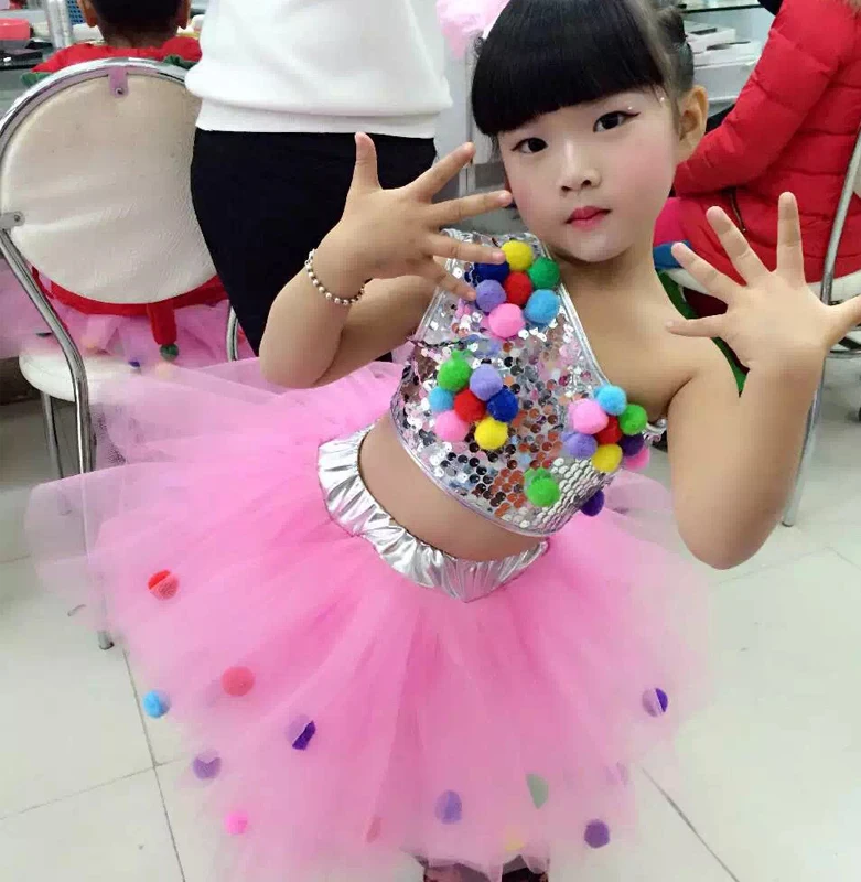 8 Colors Children Jazz Dance Costumes Kids Balett Dress Modern Girls Sequin Tutu Ballroom Competition Dresses