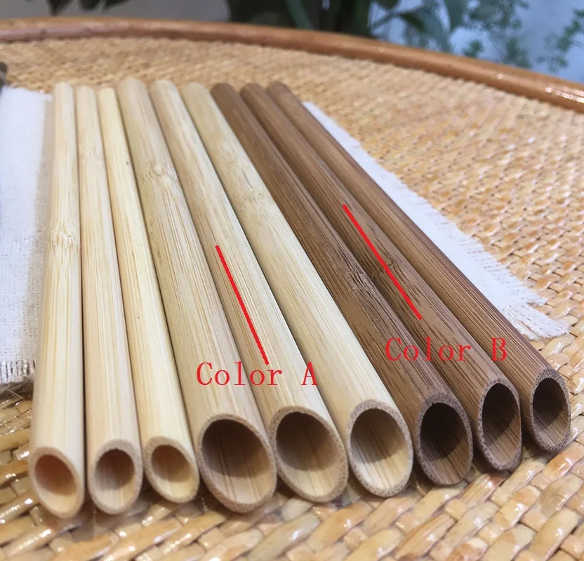 500pcs/lot Eco Friendly Reusable Straw 20cm Carbonized Bamboo Smoothie Straws Pointed Coffee Milk Drinking Straw