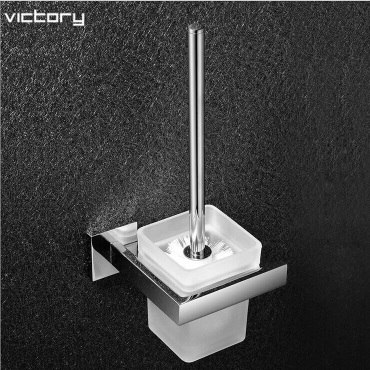 

Fashion Modern Bathroom Accessories Products Solid Stainless steel 304 Alloy Chrome Finished Toilet brush Holer Rack