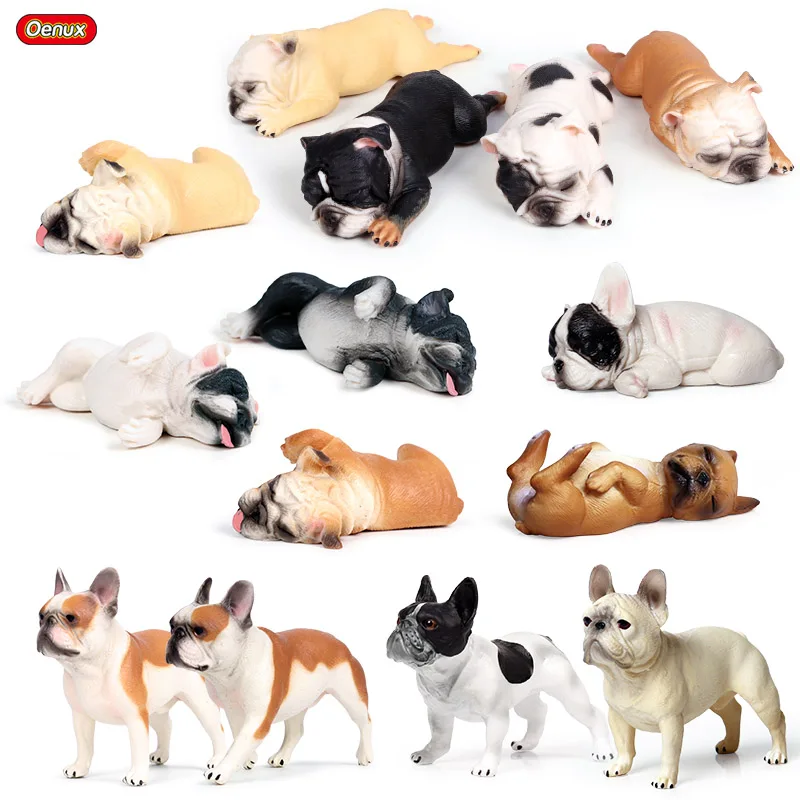 Oenux Schöne französische Bulldogge, Tiere, süßer Welpe, Schlaf, fauler Hund, Actionfiguren, Modellfigur, PVC, Heimdekoration, Bildungsspielzeug – Detail 1