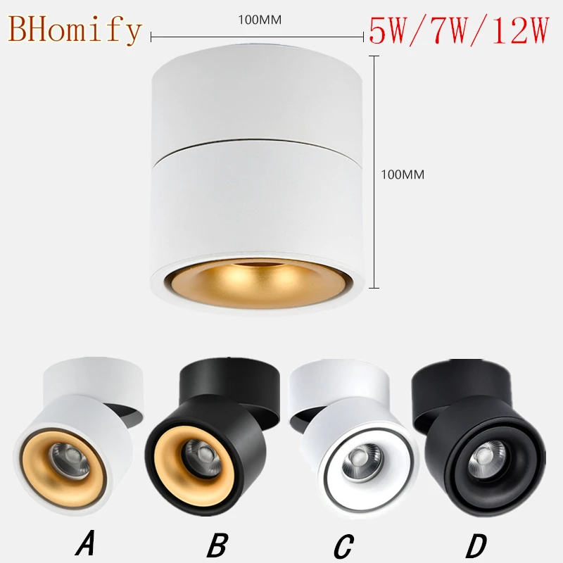 Surface Mounted COB Ceiling Light 5W 7W 12W AC85-265V LED Ceiling LamP Spot Light 360 Degree Rotation Cloth Shop Down lights