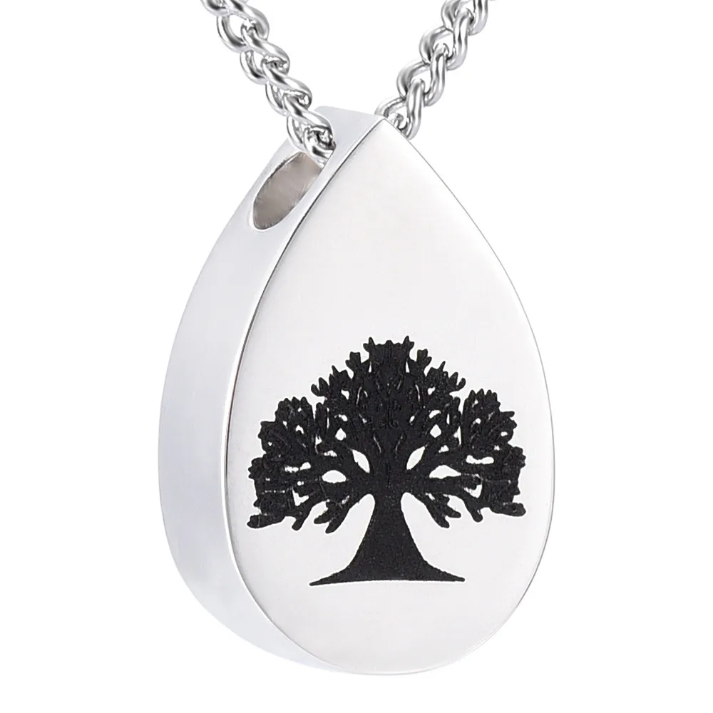 Teardrop Cremation Urn Necklace Memorial Jewelry Stainless steel Ashes Keepsake Waterdrop Urn Pendant for Pet /Human