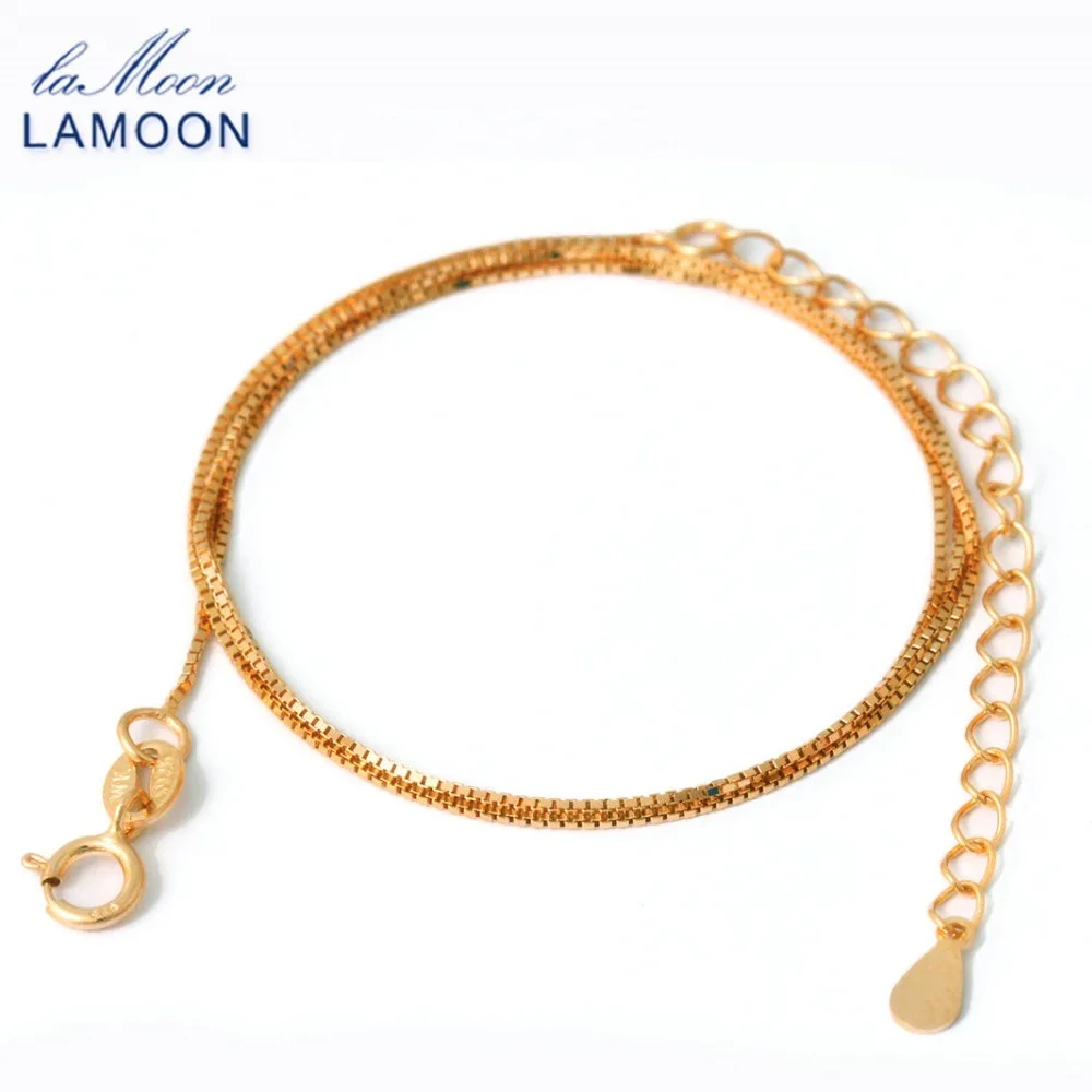 Lamoon Simple 40+5cm 925 Sterling Silver Box Chain Necklace for Men and Woman CI001