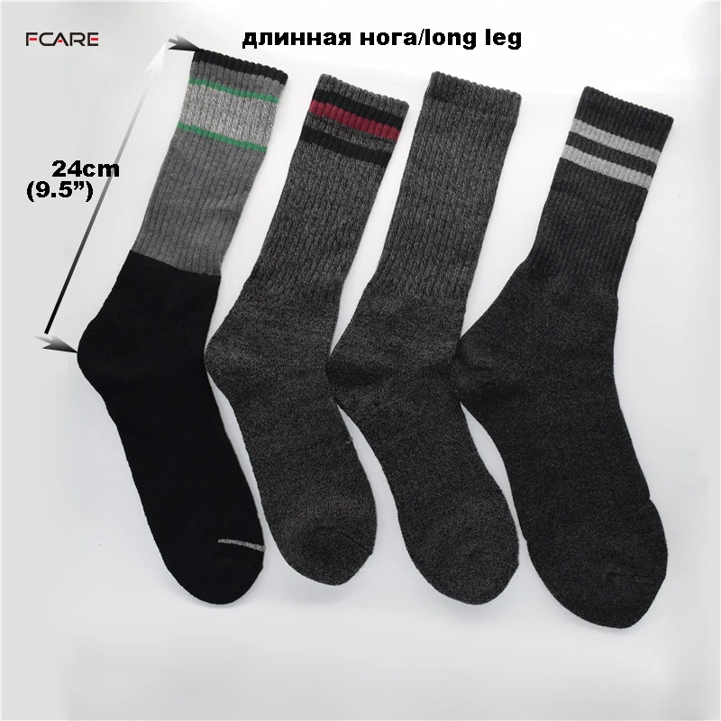 Fcare 6PCS=3 pairs long leg plus size 40,  41, 44,  45 thick men winter terry cotton socks long leg black gray socks