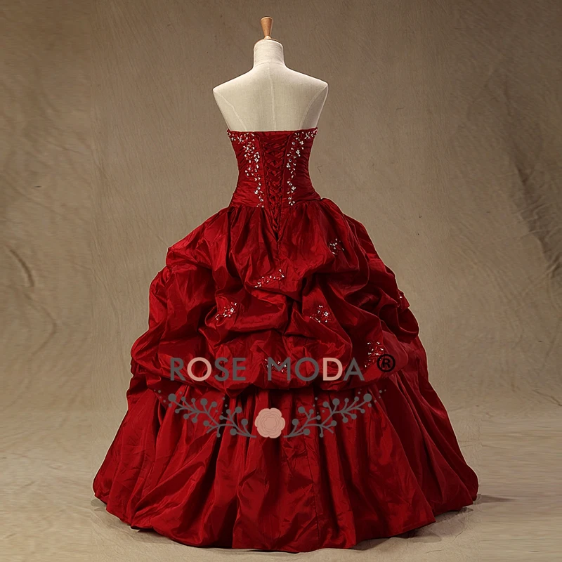 Rosa moda borgonha quinceanera vestido sem alças frisado vestido de baile fotos reais