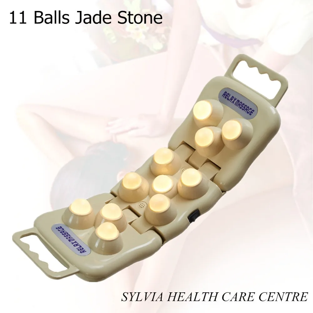 

2019 NEW products Light therapy heating massage bed Fitting foldable design 11 balls jade handhold projector waist neck support