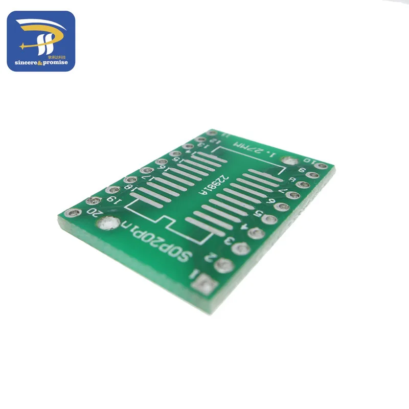 Carte d'affichage SMD vers adaptateur DIP, convertisseur de carte PCB, pas de broche DIP, SOP20, SSOP20, TSSOP20 vers DIP20, 0.65mm, 1.27mm vers 2.54mm, 10 pièces