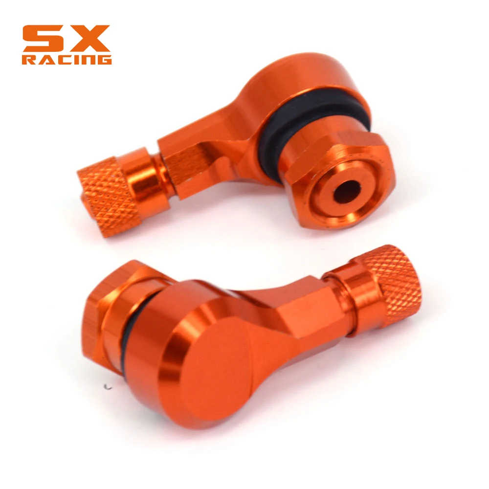 Motorcycle CNC Universal Orange 2PCS Rim Wheel Valve Stems Tire Tyre Cap 90 Degree For KTM DUKE RC SMC R SUPER SMT ADVENTURE RC