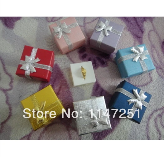 Jewelry Earring Ring Box 48pcs/lot 4*4*3cm Mixed Color Ring Display Box Favor Jewelry Packaging Boxes Free Shipping