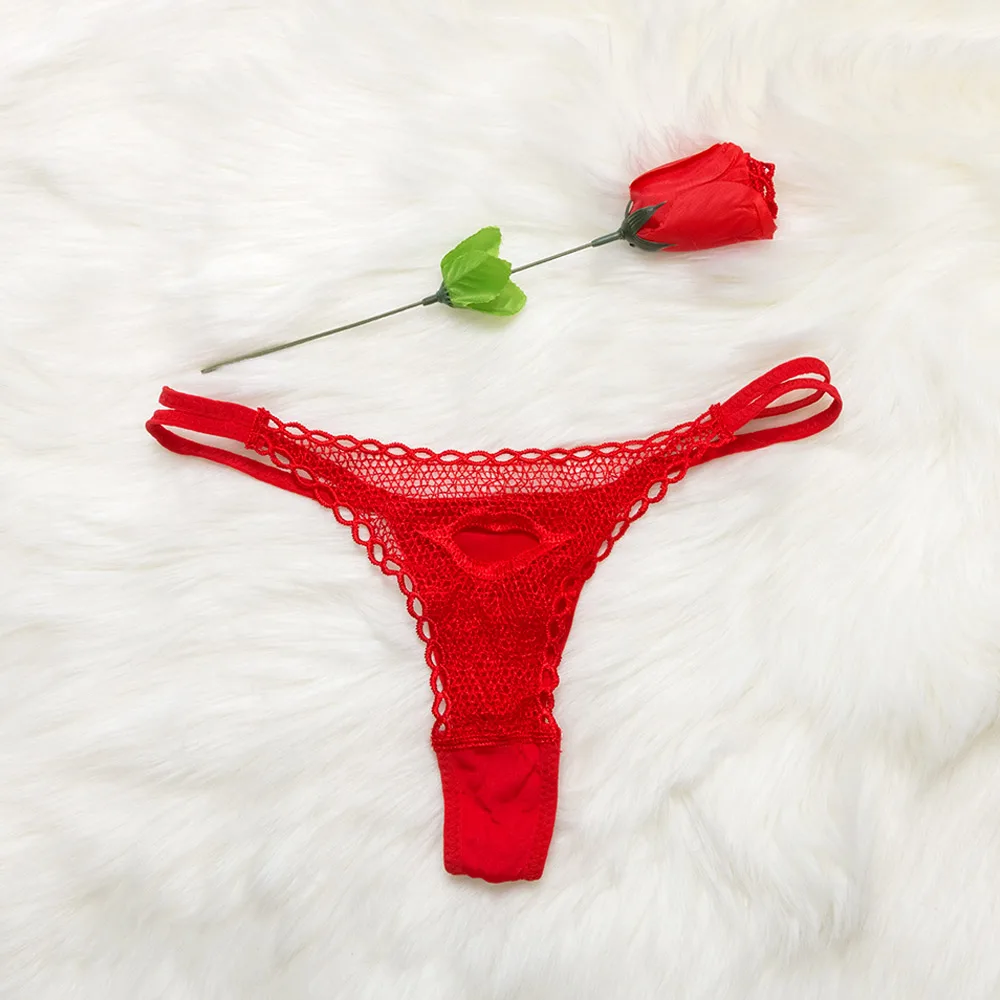 New lady Sexy G String Women\'s Panties Red  Thongs Ladies Roses Lace Lingerie Women\'s Underwear