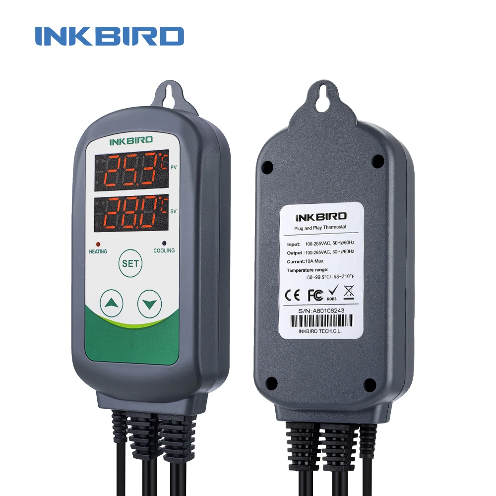 INKBIRD ITC-308 Heating and Cooling Dual Relay Temperature Controller, Carboy, Fermenter, Greenhouse Terrarium Temp. Control