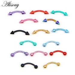 Alisouy 1pc 16G Surgical Stainless Steel 3mm Ball Eyebrow Piercing Curved Barbell Lip Ring Snug Daith Helix Rook Earring