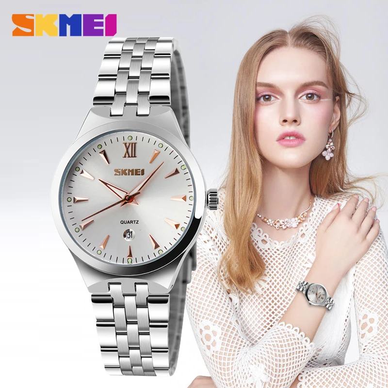 Stainless Steel Watches Women Luxury Casual Clock Ladies Wrist Couple Watch reloj mujer Relogio Feminino Female Bracelet SKMEI