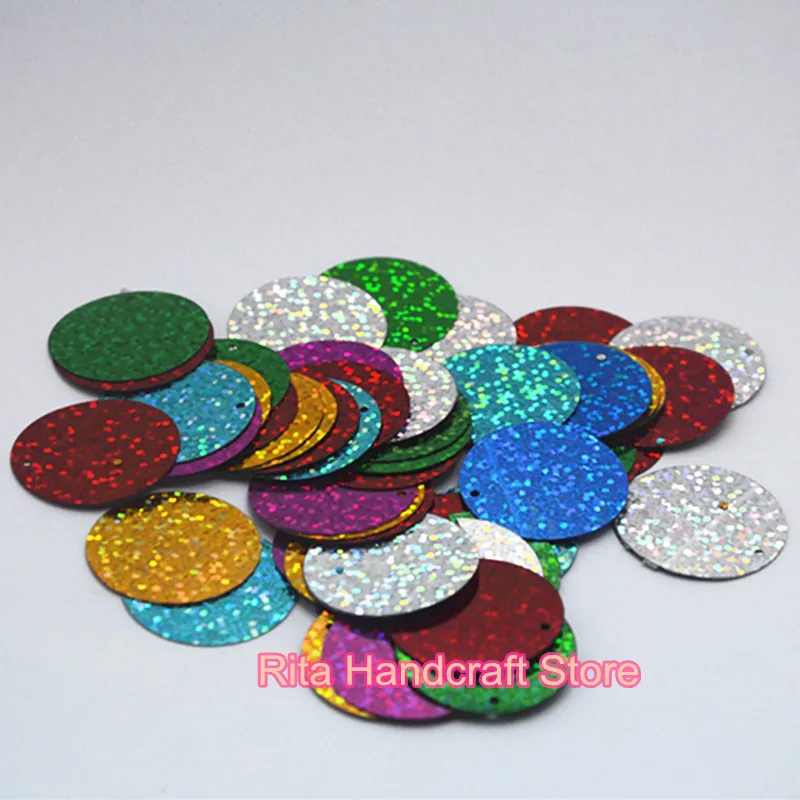 50pcs 50mm  Large Round Loose Hologram Sequin Paillette Sewing Decoration,Wedding Craft,Women Kids DIY Garment Accessory SFZ150