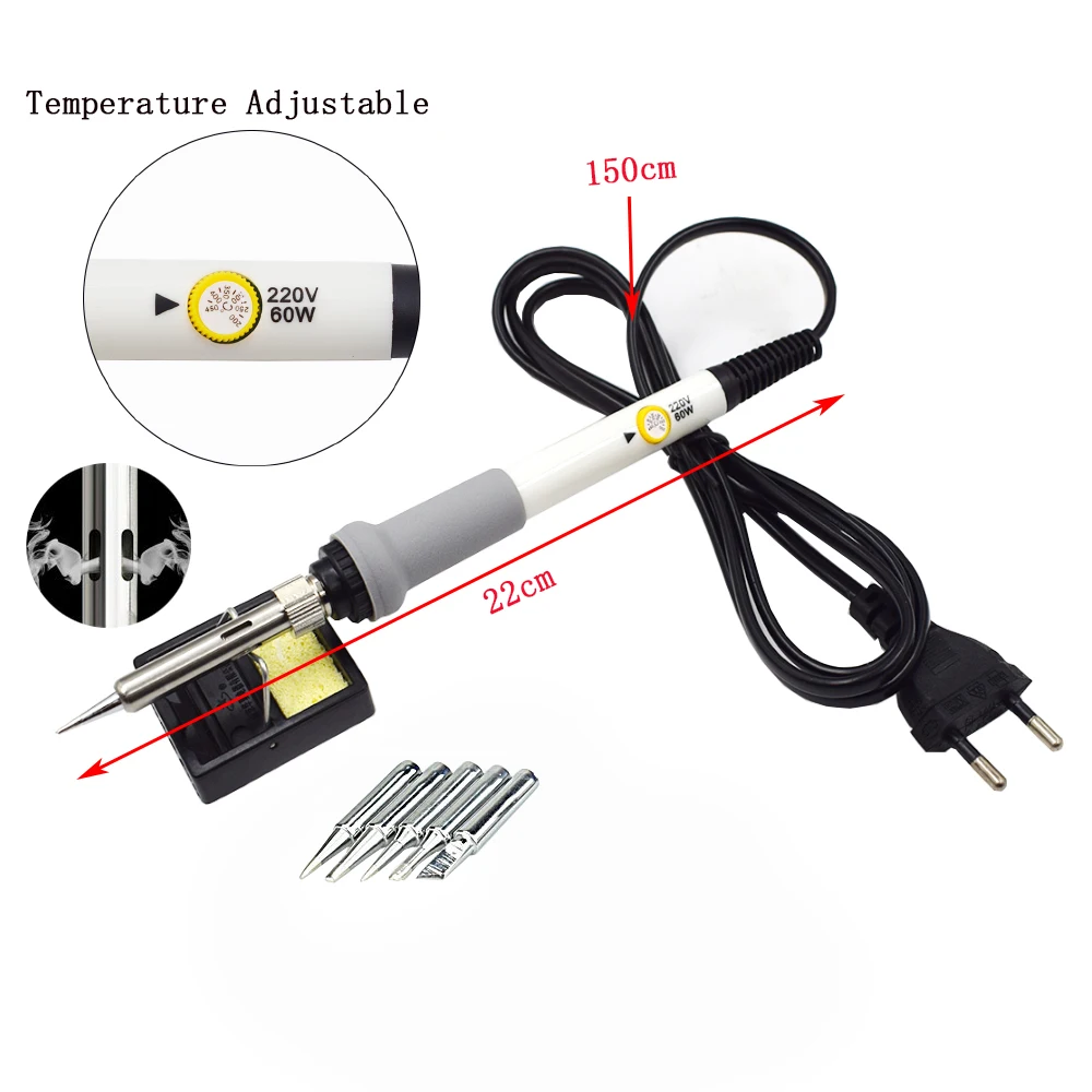 Chanseon EU 220v 60w DIY Adjustable Temperature Electric Soldering Iron Welding Kit 20W Glue Gun Repair Carving Knife Tool Tin