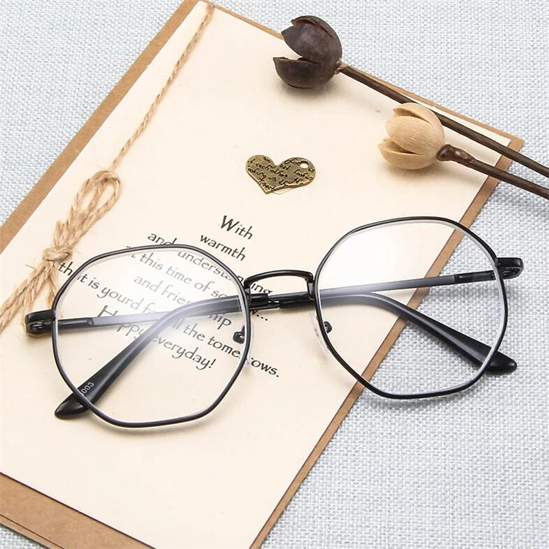 Polygonal Women Men Myopia Glasses With Degree Retro Metal Student Shortsighted Prescription Eyeglasses 0 -0.5 -0.75 To -4.0