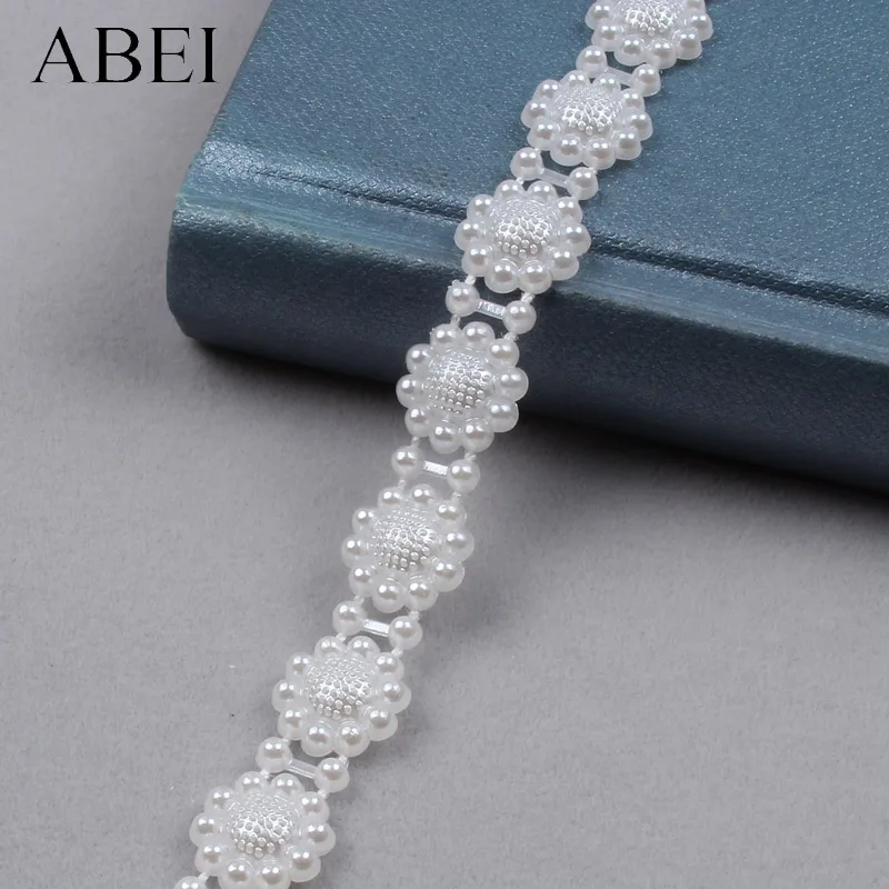2yards 10mm Beaded Lace Ribbon For Wedding Party handicrafts DIY Sewing Garments Accessories Jewelry Ornaments Wholesale