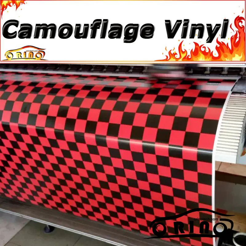 Black Red Checkered Flag Vinyl Film Chequer Flag Car Wrapping Covering With Air Free Bubble Size: 1.52*5/10/15/20/25/30 Meters