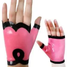 

Latex fetish gloves Open finger with curl beauty strips customized size and color 100% handmade