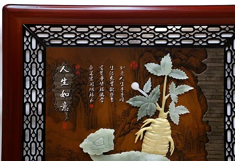 Jade carvings, decorative paintings, jade paintings, square pendants, life Ruyi, living room, jade carvings, murals, modern reli