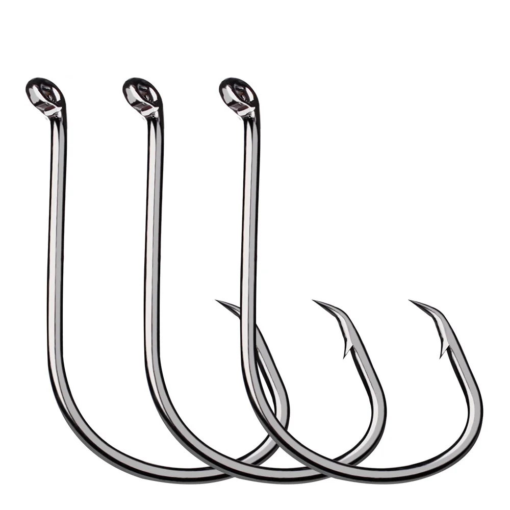 Anzuelo de pulpo de acero de alto carbono con ganchos de púas, afilar, Círculo de púas, pesca, gancho individual con carpa, bagre, 10 piezas