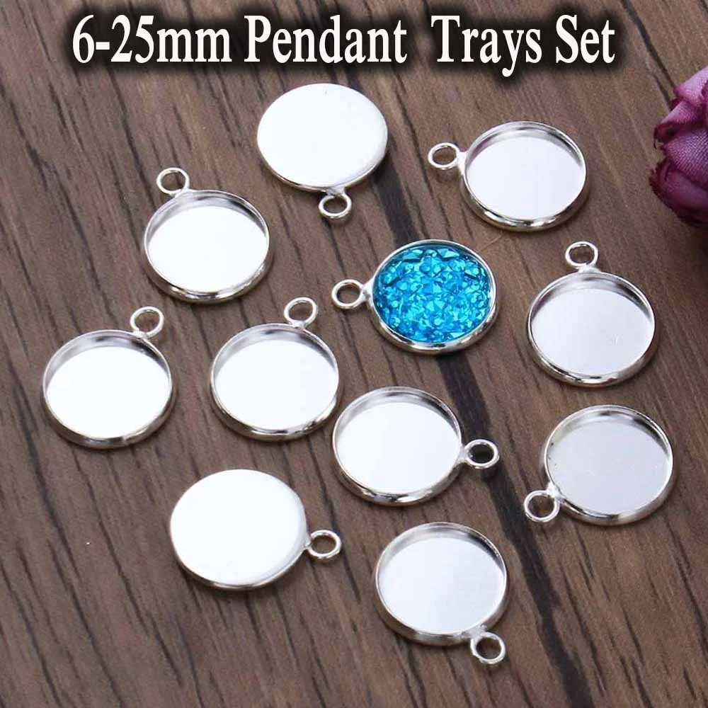 200pcs 12mm Stainless Steel Round Bezel Pendant Trays Fits DIY Jewelry Embedded Time Gem Base Blanks Base Setting