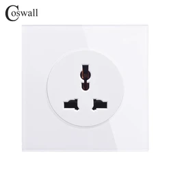 Coswall-子供用保護ロック付きユニバーサル電源ソケット,クリスタルガラスパネル,13a,保護ロック付き,r11シリーズ,白,黒,灰色