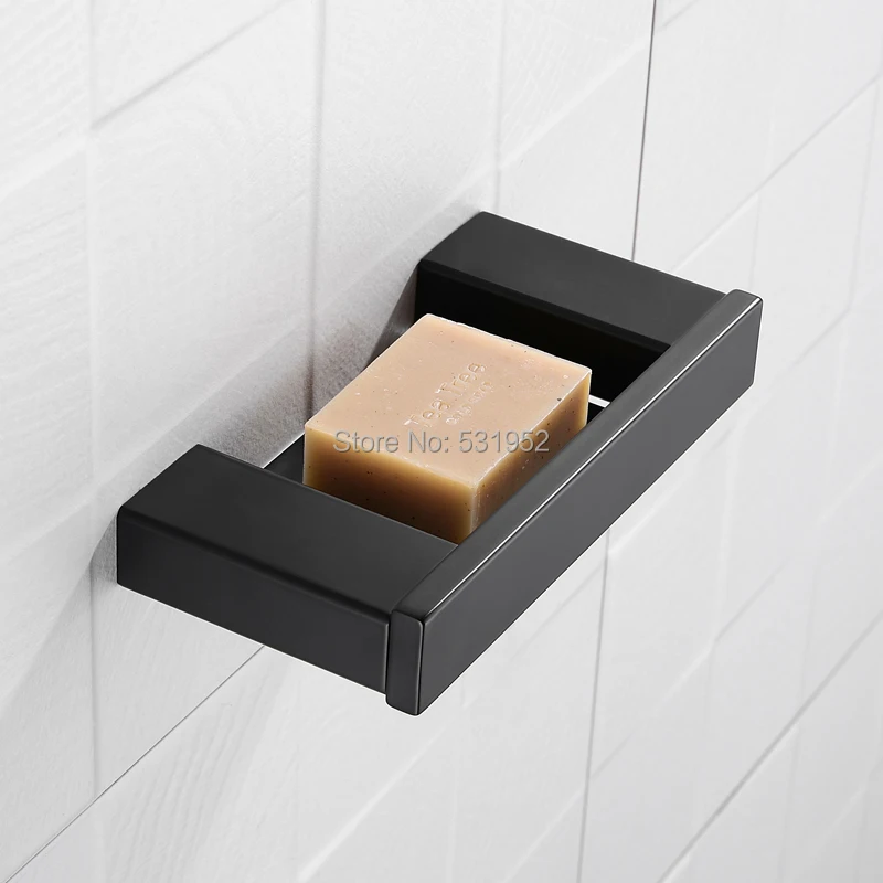 Matte Noir Salle de bain Matériel Porte-serviettes Étagère Crochet Tissu Papier Holder Métal Savon Plat Toilette Brosse Holder Accessoires Salle de