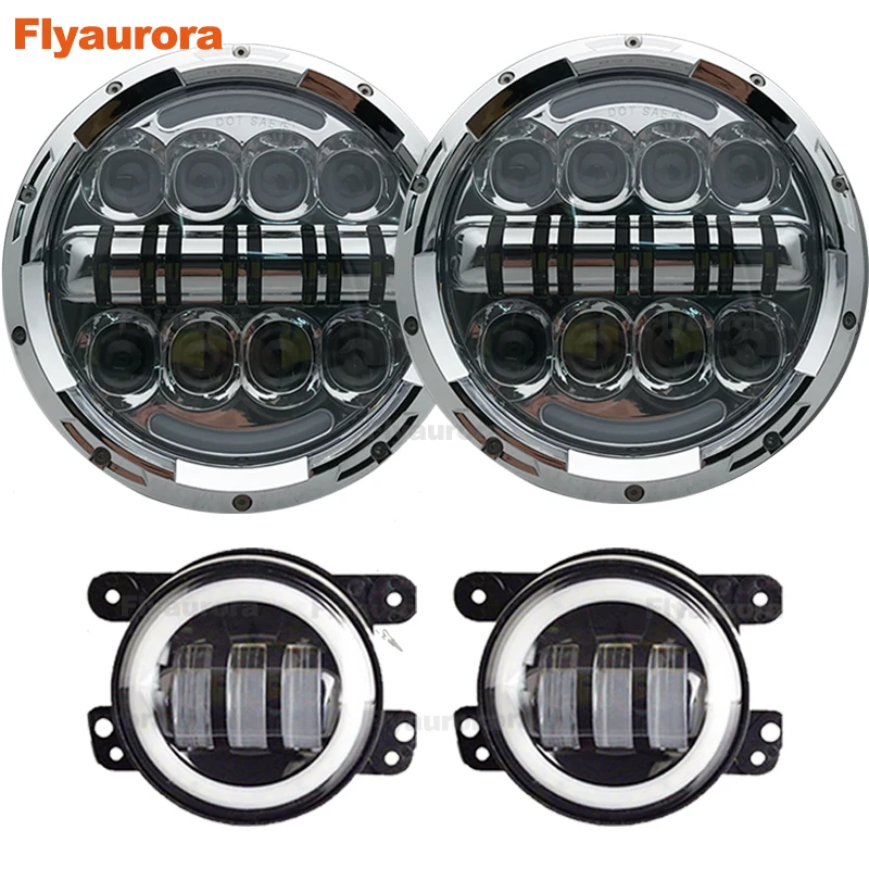 Flyaurora 2PCS/Pair 4 Inch 30W LED Fog Light For Jeep Wrangler JK 40~60 High Power LED Fog Lamp Auto DRL Lighting Led Headlamp