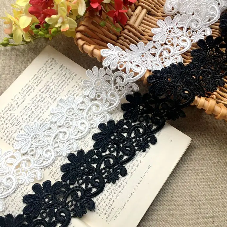 5.5cm Width High Quality Decoration Water Soluble Flower Lace Trim Sewing Crafts Women Cloth Dress Accessories DIY