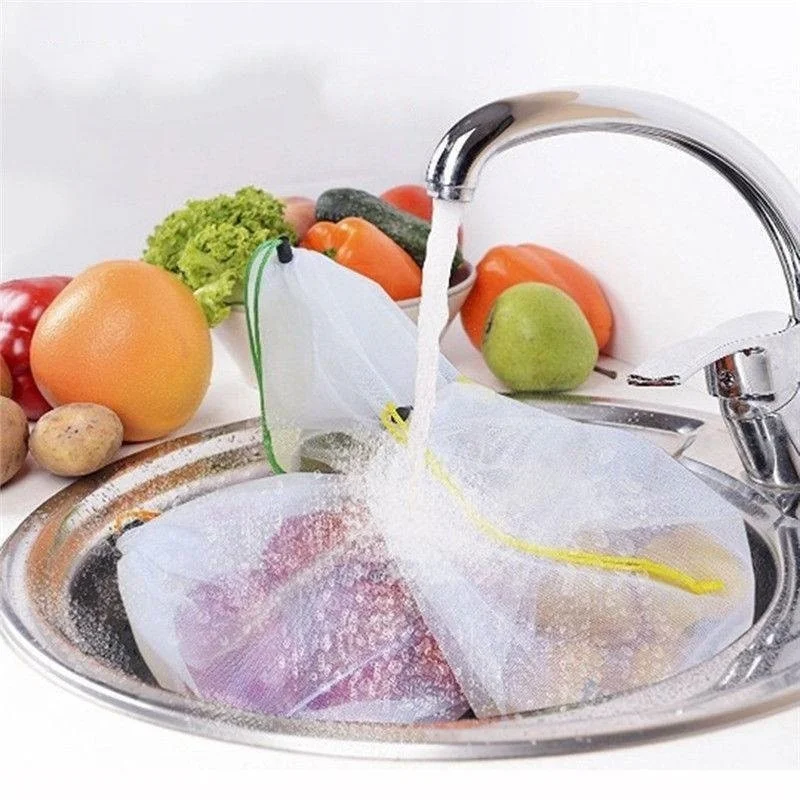 1pcs Reusable Mesh Produce Bags Washable Eco Friendly Lightweight Bags For Grocery Shopping Storage Fruit Vegetable Net Bag