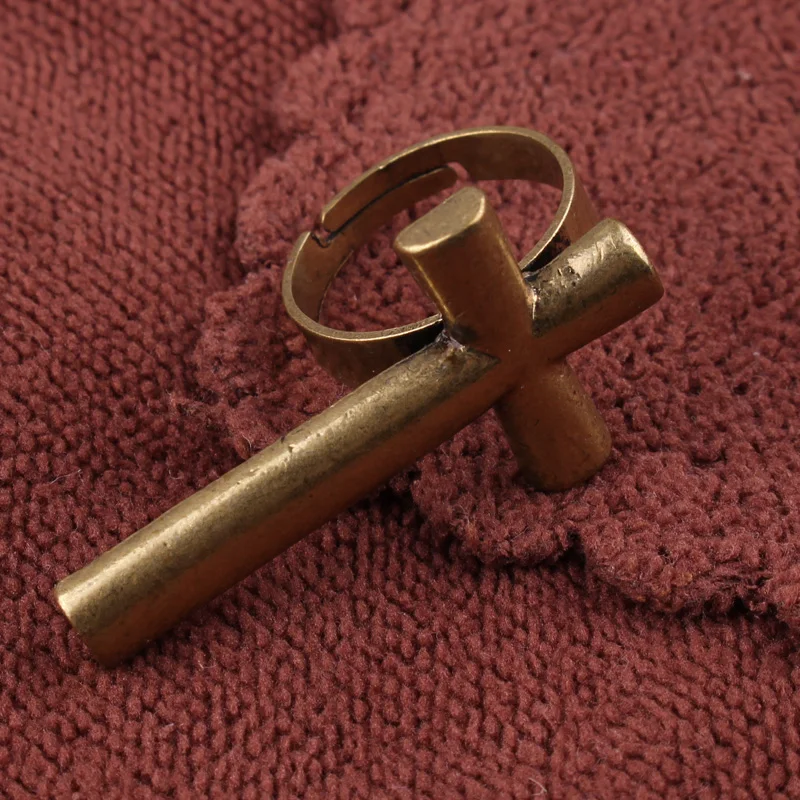 LUBOV Personality Statement Gold Color Metal Cross Finger Ring Punk Style Women Christian Jewelry 2019 New